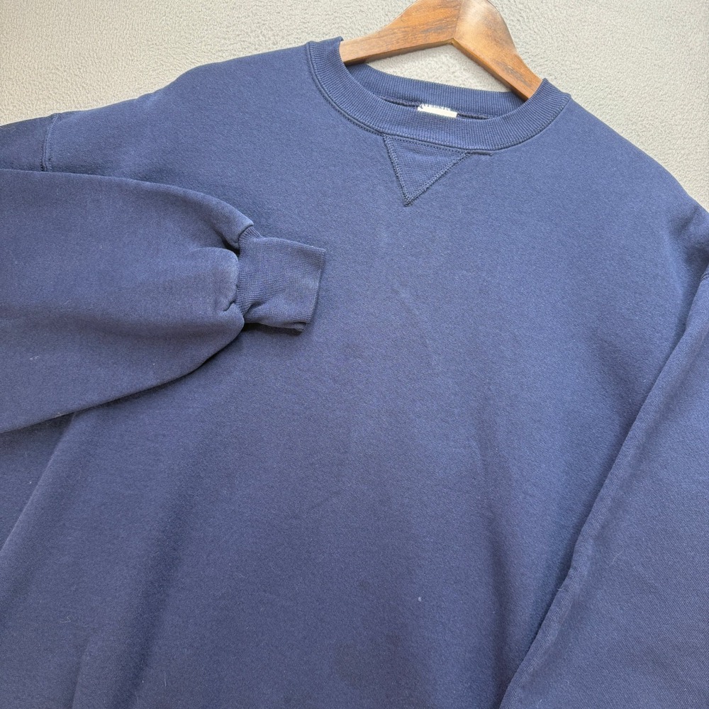 Vintage Athletic Blank Sweatshirt Mens XL Navy Blue Cotton Blend Pullover 90s